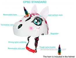 Toddler Helmet Unicorn Bike Helmet for Girls with Taillight 3D Unicorn CPSC and CPSIA Safety Certified for 3-10 Years Easily Adjuastable and Multi-Sport,Skateboard Skating Scooter Helmet