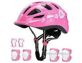 Toddler-Kids Ultralight Helmet with Knee-Elbow-Wrist-Pads Acorn Pattern Adjustable for 2-10 Years Old Boys Girls Bike Skate Scooter