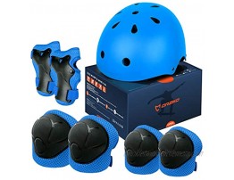 CRZKO Kids Helmet and Knee Pads Set Kids Youth Toddler Helmet Adjustable Protective Gear Set with Knee Pads Elbow Pads Wrist Guards for Skateboard Roller Skating Scooter Cycling