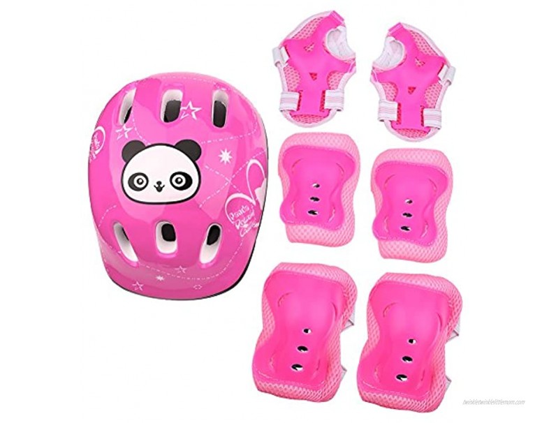 Dilwe Protective Gear Set 7 Pcs Adjustable Knee Pads Elbow Pads Wrist Guards for Skateboard Kids Roller Bicycle 4-16 Years Old