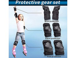 HSTD Kids Protective Gear Set,Adjustable Strap 6pcs Knee Pads and Elbow Pads with Wrist Kids Adult Knee Pads Elbow Pads and Wrist Guards 3 in 1 for Roller Blades Skates Skateboarding MTB Road Cycling