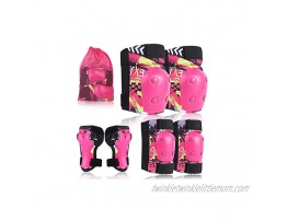 Kids Knee and Elbow Pads with Wrist Guards Knee Pads for Kids Boys Girls Knee Pads Elbow Pads for 3-13 Years 6 in 1 Protective Gear Set for Cycling Skating Scooter Rollerblading pink Medium