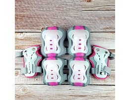 LIOOBO Kids Knee Pads Set 6 in 1 Kit Protective Gear Knee Elbow Pads Wrist Guards for Skateboard Biking Riding Cycling Pink