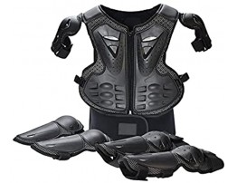 OUZHOU Children's Motorcycle Armor Children's Bicycle Protective Clothing Jackets Adjustable Breathable Chest Protection Vest with Elbow-Knee Pads Parent-Child Sports Safety Armored Protection