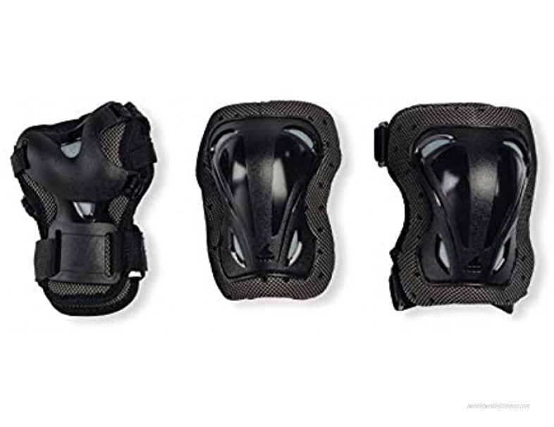 Rollerblade Skategear Junior 3 Pack Protective Gear Knee Pads Elbow Pads and Wrist Guards Multi Sport Protection,Youth Black