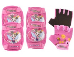 Titan Flower Princess Multi-Sport Protective Pink Pad Set Elbow Knee and Wrist Guards Small-Medium
