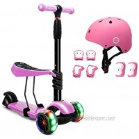 XJD Pink Kids Protective Gear with Pink 2 in 1 Toddler Scooter
