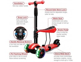 XJD Red 2 in 1 Toddler Scooter with Red Kids Protective Gear for Girls or Boys