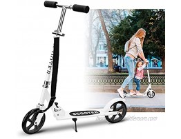 ALSK Kick Scooters with 200mm Large Wheels Scooter for Kids 10 Years and up Adults Adjustable Height Shoulder Strap Smooth Ride Commuter Portable Scooters Best Gift for Teen White 0805