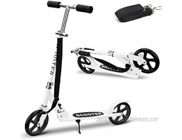 ALSK Kick Scooters with 200mm Large Wheels Scooter for Kids 10 Years and up Adults Adjustable Height Shoulder Strap Smooth Ride Commuter Portable Scooters Best Gift for Teen White 0805