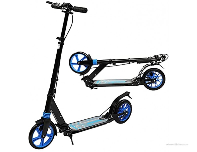 ALSK Scooter for Adult&Teens,3 Height Adjustable Easy Folding Double Shock Absorber Blue 1109937cm 0805