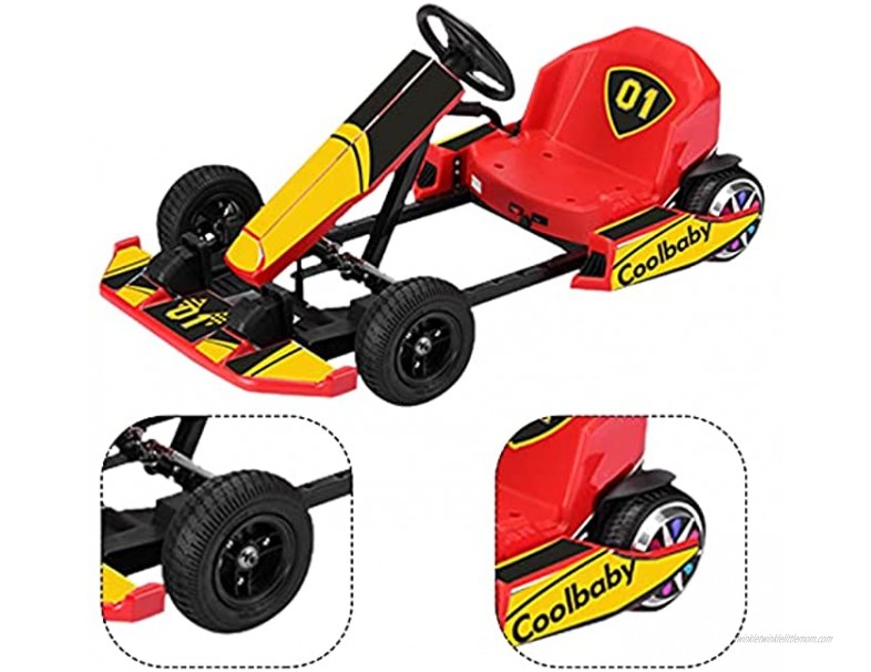 Pedal Go Kart for Adults & Kids: Outdoor Race Pedal Go Karting Car,36V 4-Wheel Electric Go Cart,Adjustable Height,with Flashing Lights and Emergency Off String Brake Merchanical Hand Brake