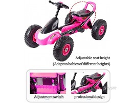 QSYY Pedal Karts with Adjustable Cushion Seats Boy and Girl Riding Toy Racing Cars Outdoor Toys Adapt to Body Length Scooters Strollers for 3-8 Years Old,Pink