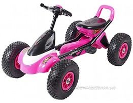 QSYY Pedal Karts with Adjustable Cushion Seats Boy and Girl Riding Toy Racing Cars Outdoor Toys Adapt to Body Length Scooters Strollers for 3-8 Years Old,Pink