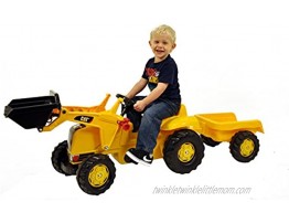 rolly toys CAT Construction Pedal Tractor: Front Loader Tractor with Detachable Trailer Youth Ages 2.5+ Yellow