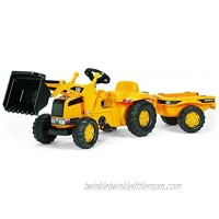 rolly toys CAT Construction Pedal Tractor: Front Loader Tractor with Detachable Trailer Youth Ages 2.5+  Yellow