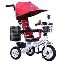WALJX Tricycle Child Stroller Baby Bike Multifunction with Awning Security Fence Increase Storage Basket Children's Birthday Gifts Color : Red Color : Red