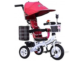 WALJX Tricycle Child Stroller Baby Bike Multifunction with Awning Security Fence Increase Storage Basket Children's Birthday Gifts Color : Red Color : Red