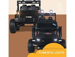 12V Battery Motorized Large Vehicles with Parents Remote Control Electric Kids Ride On Cars Music Horn Powerful Lights Black