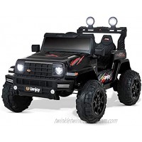 12V Battery Motorized Large Vehicles with Parents Remote Control Electric Kids Ride On Cars Music Horn Powerful Lights Black