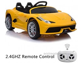 12V Kids Electric Ride On Car Motorized Vehicles with Remote Control Battery Powered LED Lights Wheels Suspension Music Horn,Yellow