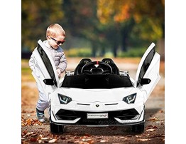 12V Kids Electric Ride On Car Motorized Vehicles with Wheels Suspension,Battery Powered Remote Control Music Horn LED Lights White