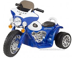 3 Wheel Mini Motorcycle Trike for Kids Battery Powered Ride on Toy by Rockin’ Rollers – Toys for Boys and Girls 3 6 Year Old – Police Car Blue