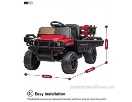 DKLGG Ride on Truck with Trailer 2.4G Remote Control 12v Rechargeable Kids Toy Vehicle with Toddler Car w 2 Speed Music Seat Belts LED Lights and Realistic Horn Red