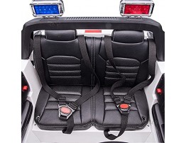 Freddo Toys 12V Kids Electric Ride On Car Off-Road Police Truck 2 Seater with Parental Remote Control MP3 Player USB AUX Port LED Lights Leather Seats and Eva Tires White