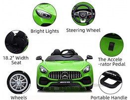 GIKPAL12V Kids Ride On Car Remote Control 2 Seater Car Rechargeable Battery Powered Ride On Vehicle Parental Remote Control and Foot Pedal Modes with Headlights Music and Built-in Horn Green