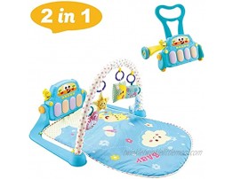 Huokan Game Mat and Learning Walker 2 in 1 Educational Push Toy for Babies Baby Fitness Toy Set with Pedal Piano and Hanging Toys Kids Educational Games Square Pad