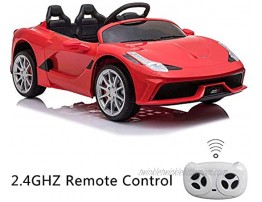 Kids 12V Electric Ride On Motorized Sport Vehicle with 3 Speed Remote Control Wheels Suspension LED Lights USB Bluetooth Music Engine Sounds Red