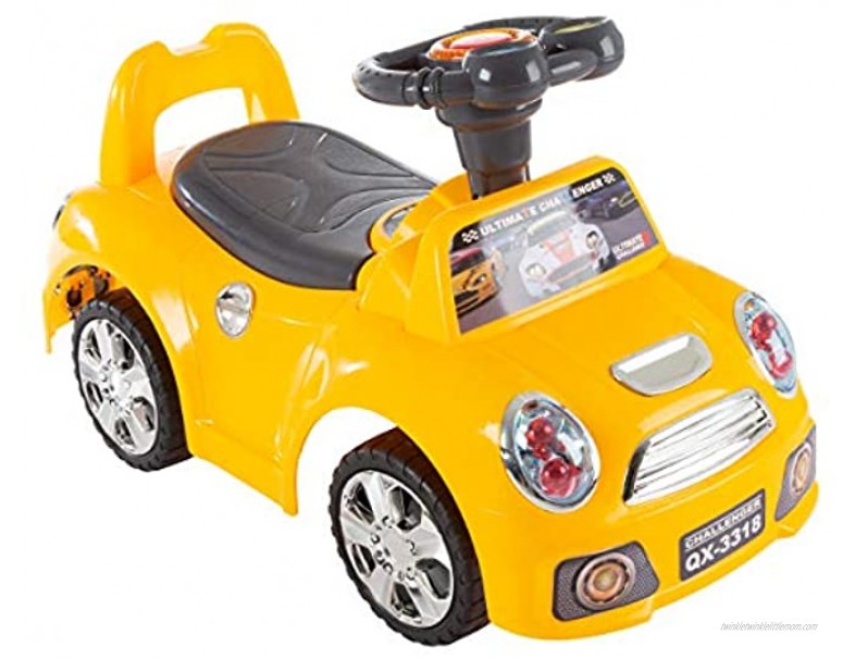 Kids Push Car – Scoot and Ride Car with Steering Wheel Lights Sounds Music for Toddlers – Learning to Walk Toys by Lil’ Rider Yellow