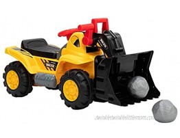 Kids Ride On Construction Excavator with Safety Helmet 2 Rocks and Storage,Outdoor Digger Tractor Toy,Moving Forward Backward,Ride-on Digger Scooter,Pulling cart,Pretend Play Ride On Truck,Yellow