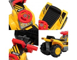 Kids Ride On Construction Excavator with Safety Helmet 2 Rocks and Storage,Outdoor Digger Tractor Toy,Moving Forward Backward,Ride-on Digger Scooter,Pulling cart,Pretend Play Ride On Truck,Yellow