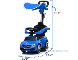 Little Brown Box 2 in 1 Licensed Mercedes Benz AMG Kids Ride on Push Car for Toddler,Car Stroller Baby Ride on Toys for 1 to 3 Year Boy & Girl W Parent Handle Armrest Guardrail Music & Horn Blue