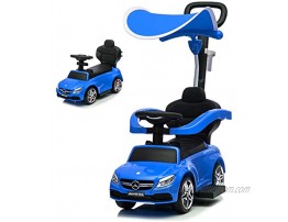 Little Brown Box 2 in 1 Licensed Mercedes Benz AMG Kids Ride on Push Car for Toddler,Car Stroller Baby Ride on Toys for 1 to 3 Year Boy & Girl W  Parent Handle Armrest Guardrail Music & Horn Blue