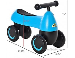 Qaba Toddler Sliding Car Ride-on Toy Sliding Walking Bike No Pedal Infant 4 Wheels Baby Bicycle Indoor Outdoor First Birthday for Boys Girls 18 36 Months Blue