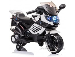 Single Drive Electric Motorcycle Kids Dirt Bike with 2 Small Training Wheels 6V 4.5A.h Ride on Toys with Led Headlights Horn Siren Music White