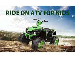 SUSIELADY Dual Drive Kids Ride On Vehicle All Terrain Vehicle with MP3 Player Rechargeable Battery Ride On Motorcycle Without Remote Control,Pink & Purple Black & Green