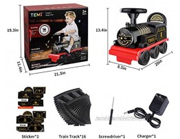 TEMI Ride On Train with Track Electric Ride On Toy w Lights & Sounds Storage Seat Train Toy Ride for Kids Birthday Gift Riding Car Train for Children Baby Toddlers Boys & Girls