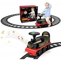 TEMI Ride On Train with Track Electric Ride On Toy w  Lights & Sounds Storage Seat Train Toy Ride for Kids Birthday Gift Riding Car Train for Children Baby Toddlers Boys & Girls