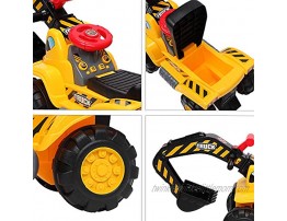 VALUE BOX Kids Ride On Construction Excavator Digger Scooter Tractor Toys Excavator W Safety Helmet Rocks Horn Underneath Storage Moving Forward Backward Pretend Play Ride On Truck Yellow