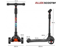Allek Kick Scooter B02 Lean 'N Glide Scooter with Extra Wide PU Light-Up Wheels and 4 Adjustable Heights for Children from 3-12yrs Black