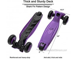 Allek Kick Scooter B03 Lean 'N Glide 3-Wheeled Push Scooter with Extra Wide PU Light-Up Wheels Any Height Adjustable Handlebar and Strong Thick Deck for Children from 3-12yrs Purple