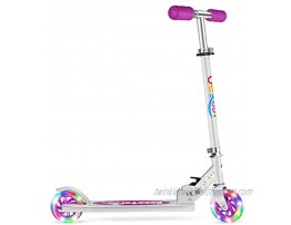Beleev V1 Scooters for Kids 2 Wheel Folding Kick Scooter for Girls Boys 3 Adjustable Height Light Up Wheels for Children 3 to 14 Years Old
