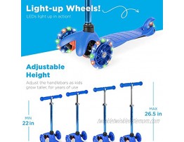 Best Choice Products Kids Mini Kick Scooter Toy w Light-Up Wheels Height Adjustable T-Bar Foot Break Blue