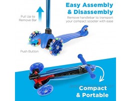 Best Choice Products Kids Mini Kick Scooter Toy w Light-Up Wheels Height Adjustable T-Bar Foot Break Blue