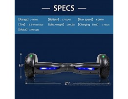 CBD All-Terrain Hoverboard Two-Wheel 6.5 inch Self Balancing Hoverboard with Bluetooth and LED Lights for Kids adults