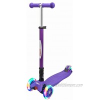 ChromeWheels Scooters for Kids Deluxe Kick Scooter Foldable 4 Adjustable Height 132lbs Weight Limit 3 Wheel Lean to Steer LED Light Up Wheels Best Gifts for Girls Boys Age 3-12 Year Old